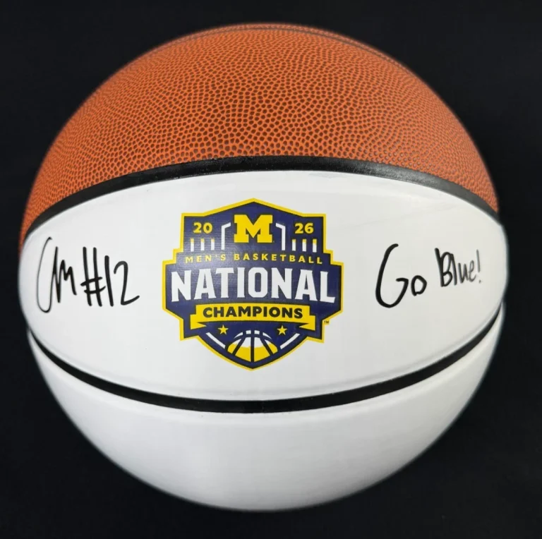 Charlie May Signed Inscribed Michigan Wolverines Natty Champs Basketball JSA COA