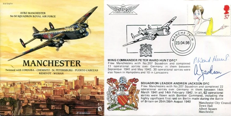 Wing Commander Peter Ward Hunt Sq Ld Andrew Jackson WWII War Signed Autograph