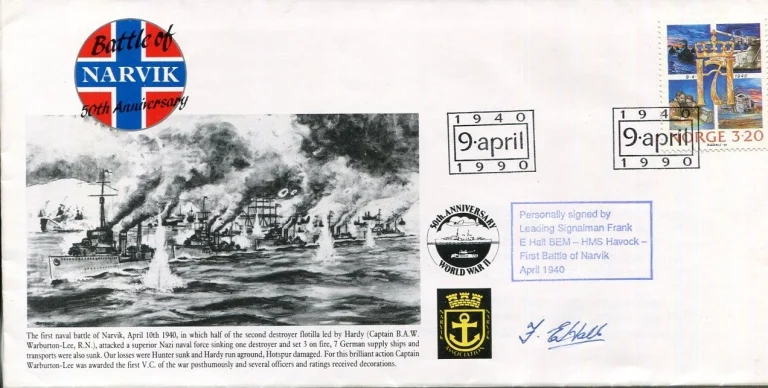 Leading Signalman Frank E Hall Battle Of Narvik HMS Havock WWII Signed Autograph