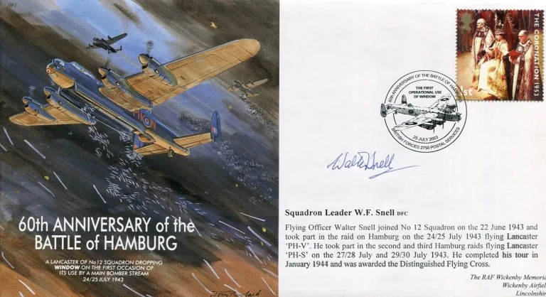 Squadron Leader W. F. Snell RAF Pilot Battle Hamburg WWII War Signed Autograph