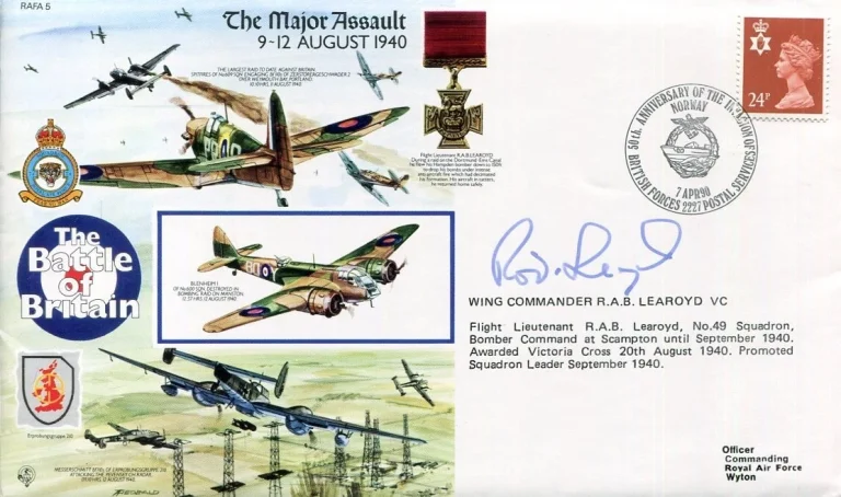 Roderick Learoyd RAF Bomber Pilot WWII War Victoria Cross Signed Autograph