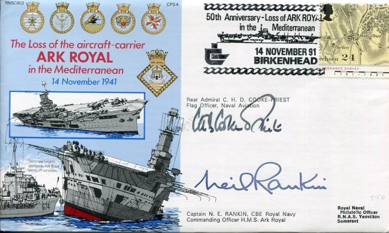 Admiral Colin Cooke-Priest N. E Rankin HMS Ark Royal WWII War Signed Autograph