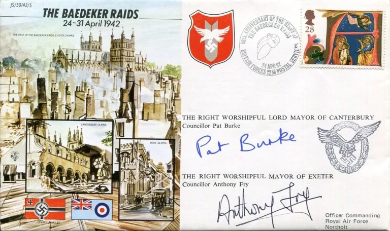 Pat Burke Mayor Canterbury Anthony Fry Exeter Baedeker WWII War Signed Autograph