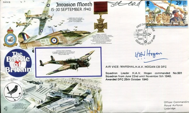 Air Vice Marshal H. A. V. Hogan Battle of Britain WWII War Signed Autograph