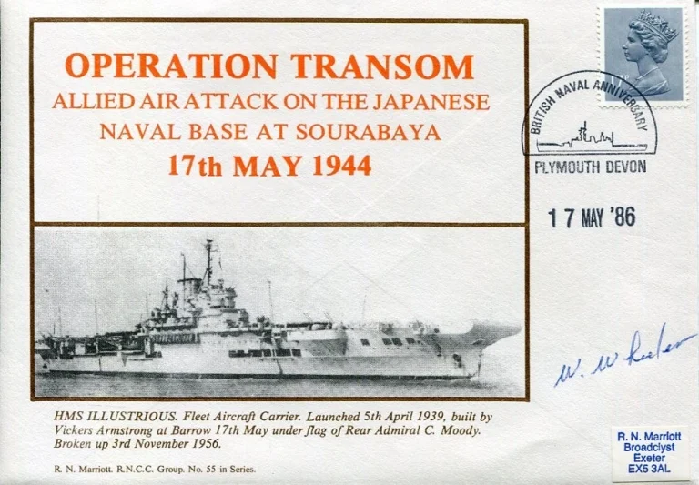 W Wheeler Operation Transom HMS Illustrious WWII War Signed Autograph