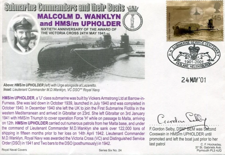 F. Gordon Selby HMS Upholder Submarine WWII War Signed Autograph