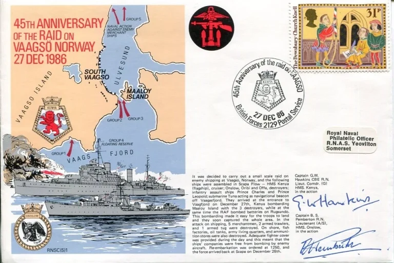 Captain G. W. Hawkins B. S. Pemberton HMS Kenya Onslow WWII War Signed Autograph
