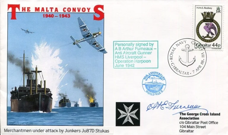 A. B. Arthur Fumeaux The Malta Convoys HMS Liverpool WWII War Signed Autograph