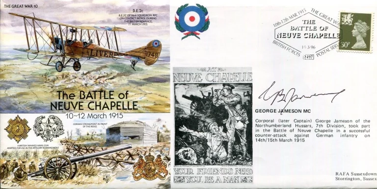 George Jameson MC Battle Of Neuve Chapelle WWI War Veteran Signed Autograph