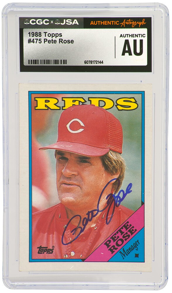 Pete Rose Signed Reds 1988 Topps Manager Card #475 - (CGC x JSA Encapsulated)