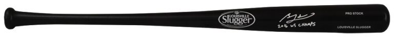 Ben Zobrist Signed Louisville Slugger Black Baseball Bat w/2016 WS MVP -(SS COA)