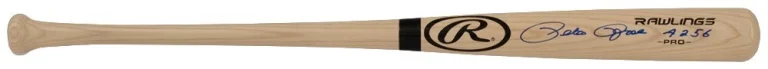 Pete Rose Signed Rawlings Pro Blonde Baseball Bat w/4256 - (In Blue) - (SS COA)