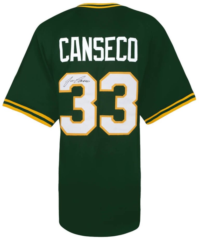 Jose Canseco Signed Green Throwback Custom Baseball Jersey - (SCHWARTZ COA)