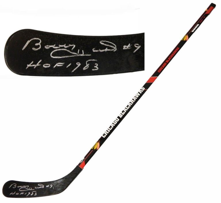 Bobby Hull Signed Chicago Blackhawks Logo Full Size Hockey Stick w/HOF 1983 - SS