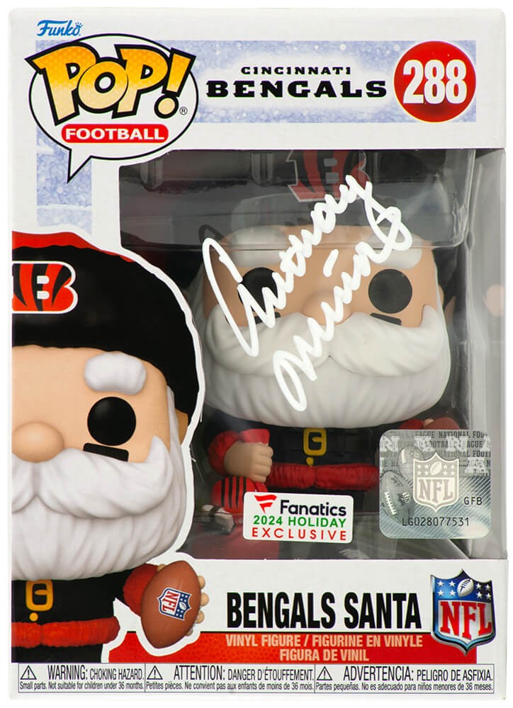 Anthony Munoz Signed Cincinnati Bengals SANTA Funko Pop Doll #288 (SCHWARTZ COA)