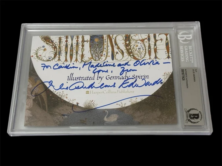 Julie Andrews Mary Poppins Sound Of Music Signed Autograph BAS Beckett Slab