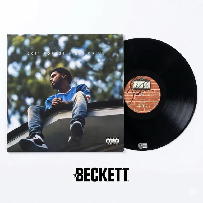 J Cole Signed Vinyl Record Beckett Authentic Autographed 2014 Forest Hills Drive