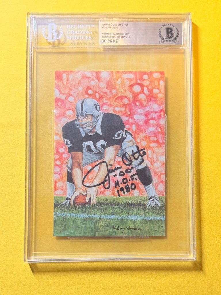 1989 GOAL LINE HOF JIM OTTO #139 SIGNED ART BECKETT AUTHENTIC 10 