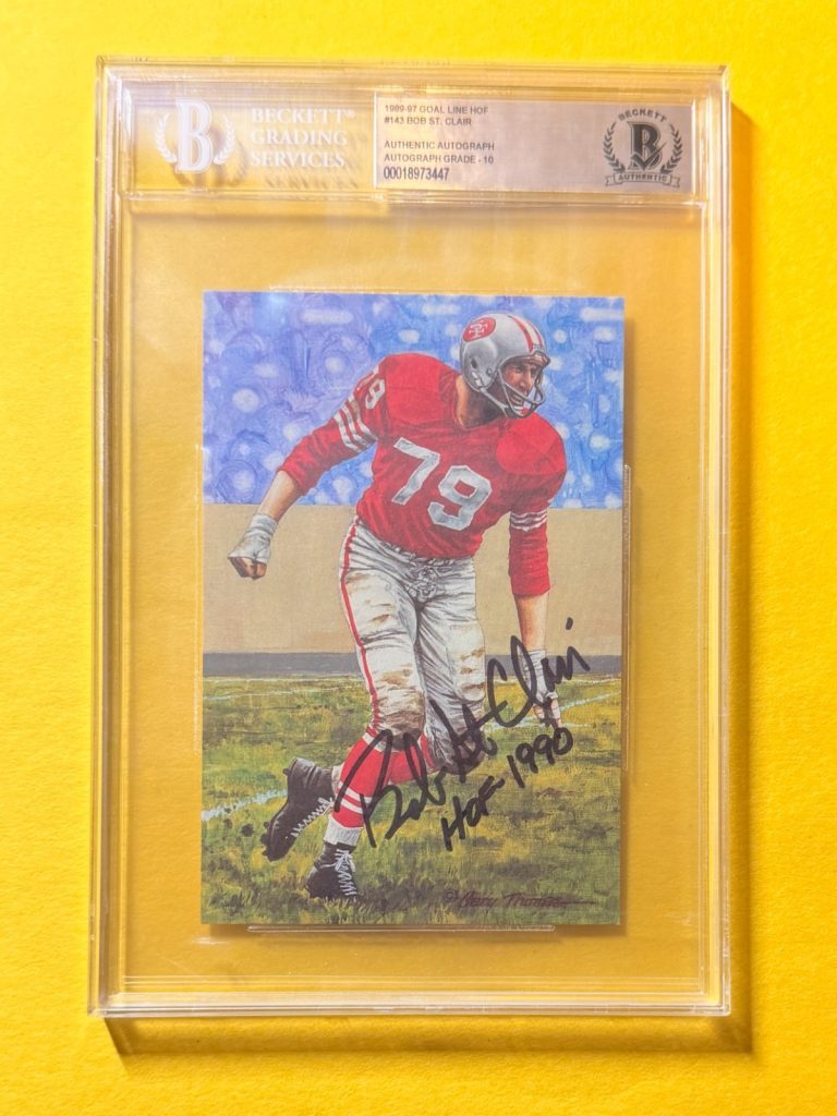 1989 GOAL LINE HOF BOB ST. CLAIRE #143 SIGNED ART BECKETT AUTHENTIC 10 