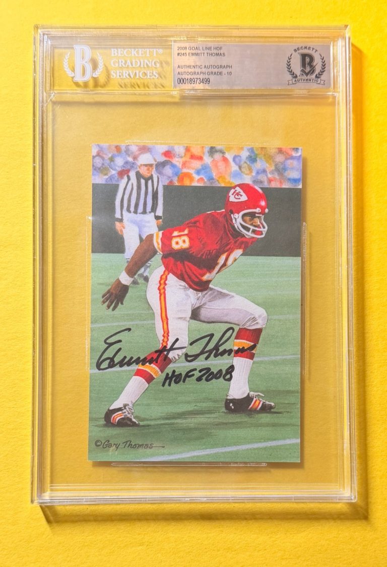 2008 GOAL LINE HOF EMMITT THOMAS #245 SIGNED ART BECKETT AUTHENTIC 10 