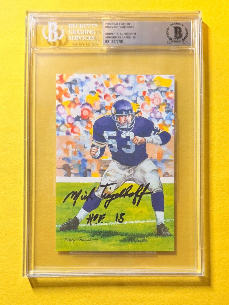 2015 GOAL LINE HOF MICK TINGLEHOFF #294 SIGNED ART BECKETT AUTHENTIC 10 