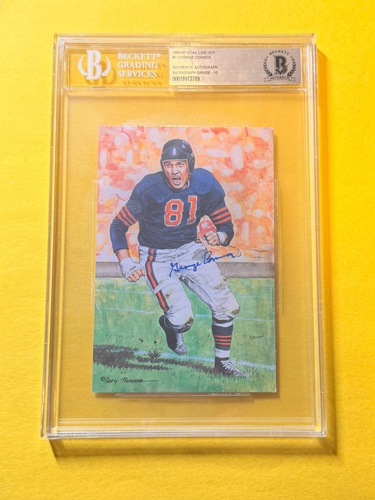 1989 GOAL LINE HOF GEORGE CONNOR #7 SIGNED ART BECKETT AUTHENTIC 10 BEARS