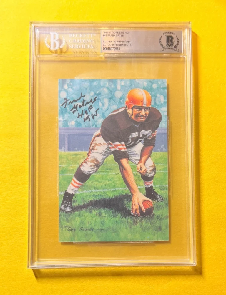 1989 GOAL LINE HOF FRANK GATSKI #41 SIGNED ART BECKETT AUTHENTIC 10 