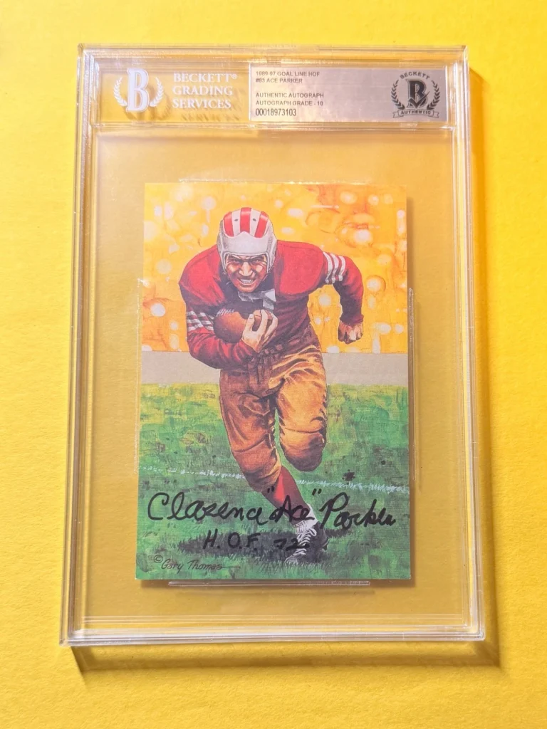 1989 GOAL LINE HOF ACE PARKER #83 SIGNED ART BECKETT AUTHENTIC 10 