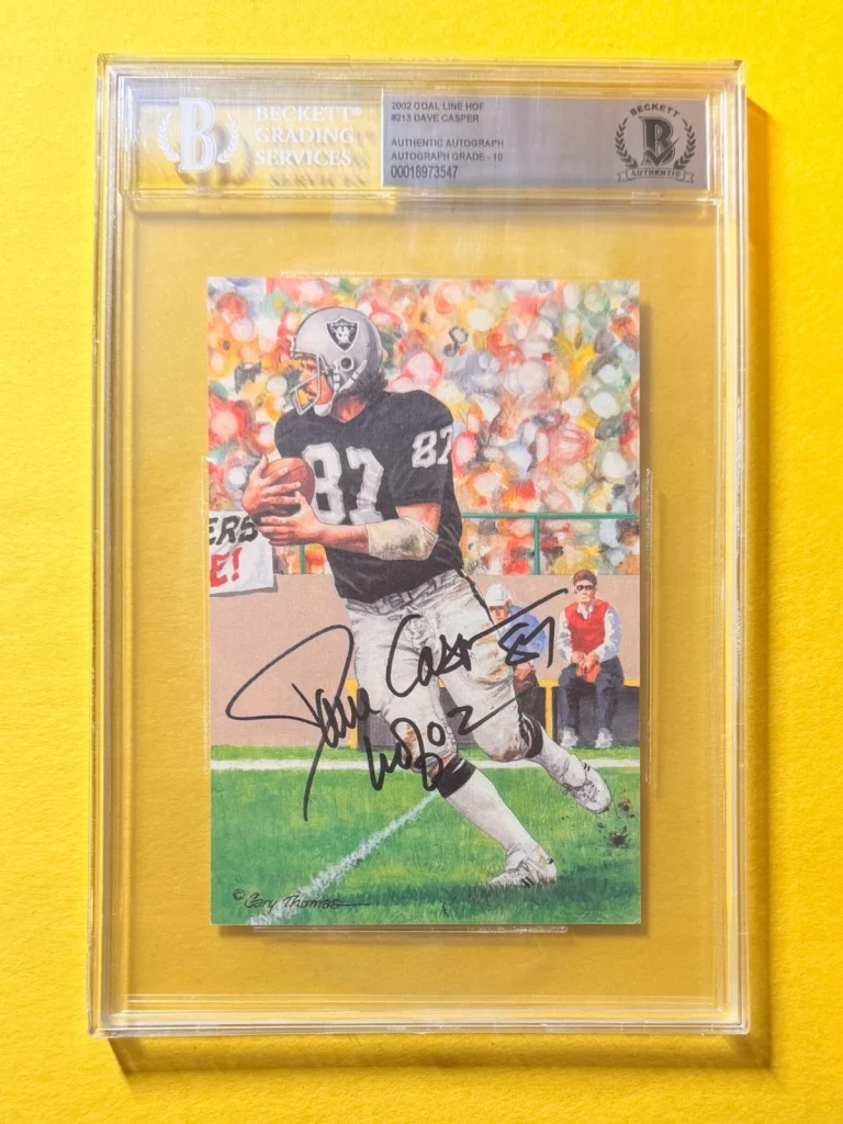 2002 GOAL LINE HOF DAVE CASPER #213 SIGNED ART BECKETT AUTHENTIC 10 