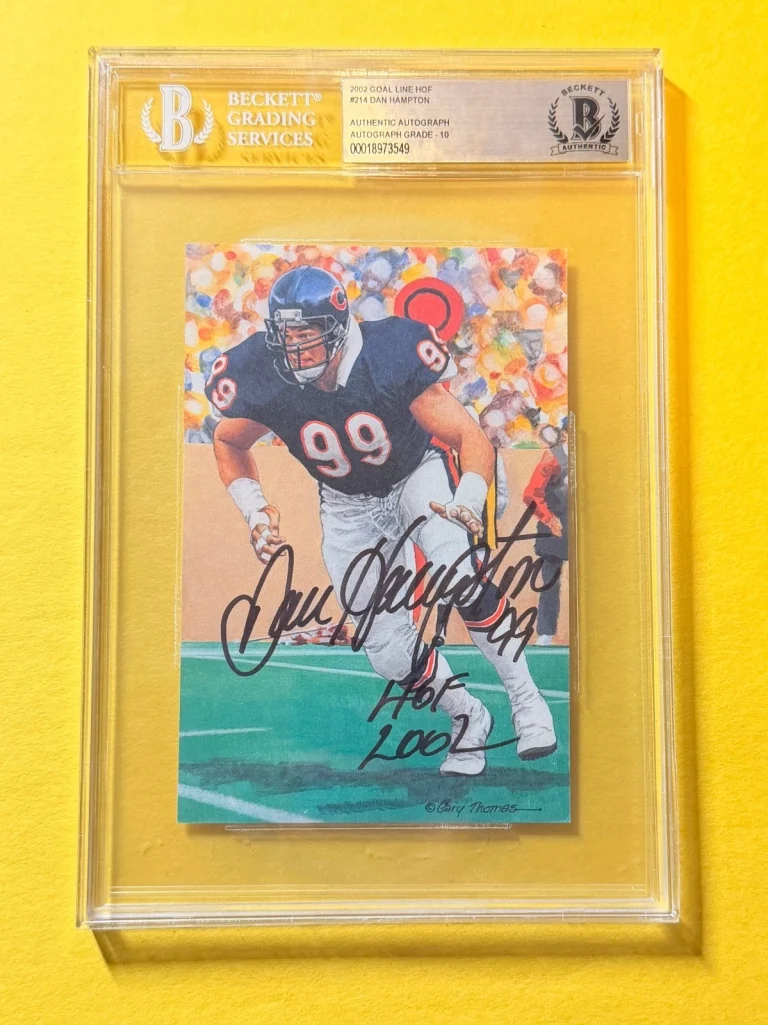 2002 GOAL LINE HOF DAN HAMPTON #214 SIGNED ART BECKETT AUTHENTIC 10 