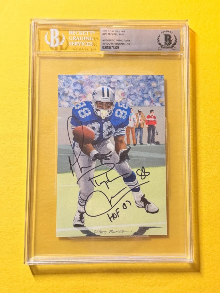 2007 GOAL LINE HOF MICHAEL IRVIN #237 SIGNED ART BECKETT AUTHENTIC 10 