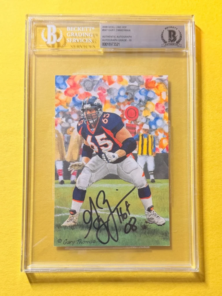 2008 GOAL LINE HOF GARY ZIMMERMAN #247 SIGNED ART BECKETT AUTHENTIC 10 