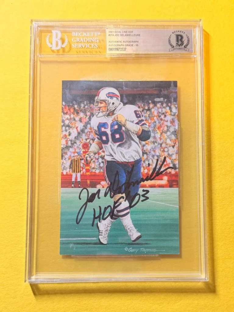 2003 GOAL LINE HOF JOE DELAMIELLEURE #219 SIGNED ART BECKETT AUTHENTIC 10 
