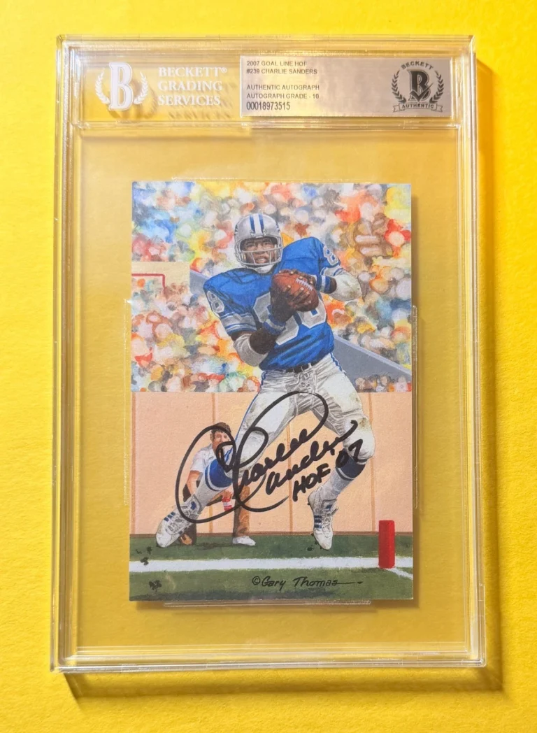 2007 GOAL LINE HOF CHARLIE SANDERS #239 SIGNED ART BECKETT AUTHENTIC 10 