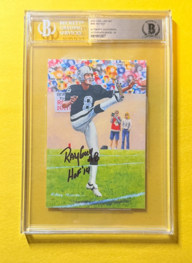 2014 GOAL LINE HOF RAY GUY #282 SIGNED ART BECKETT AUTHENTIC 10 