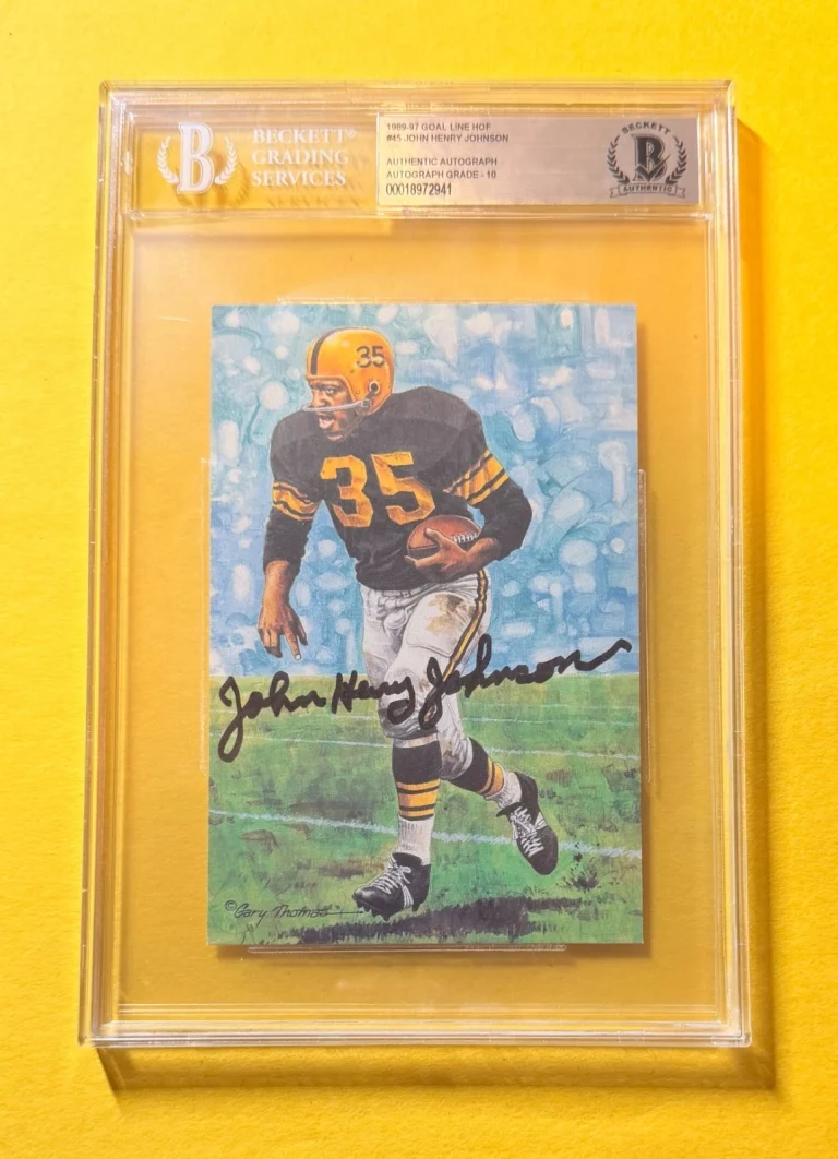 1989 GOAL LINE HOF JOHN HENRY JOHNSON #45 SIGNED ART BECKETT AUTHENTIC 10