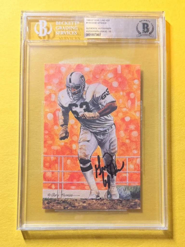 1989 GOAL LINE HOF GENE UPSHAW #118 SIGNED ART BECKETT AUTHENTIC 10 RAIDERS