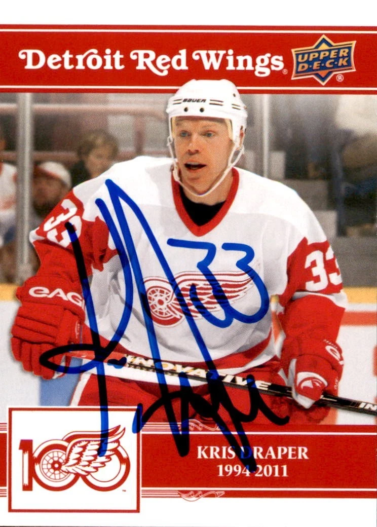 Kris Draper Signed 2025/26 Upper Deck Detroit Red Wings Centennial Card #100