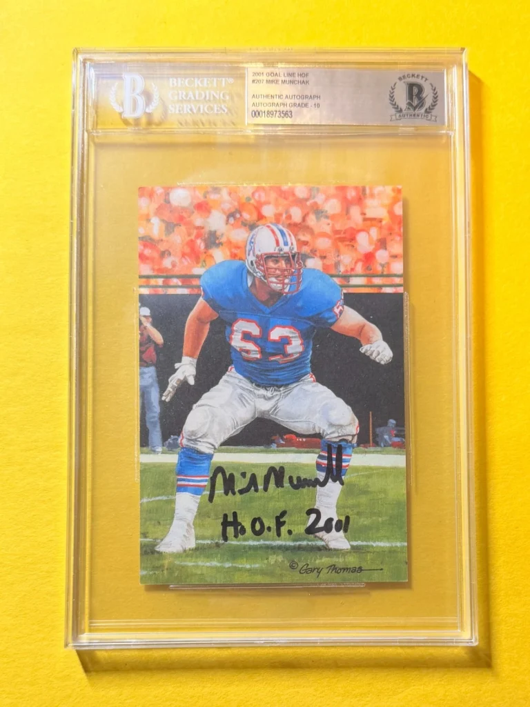 2001 GOAL LINE HOF MIKE MUNCHAK #207 SIGNED ART BECKETT AUTHENTIC 10 