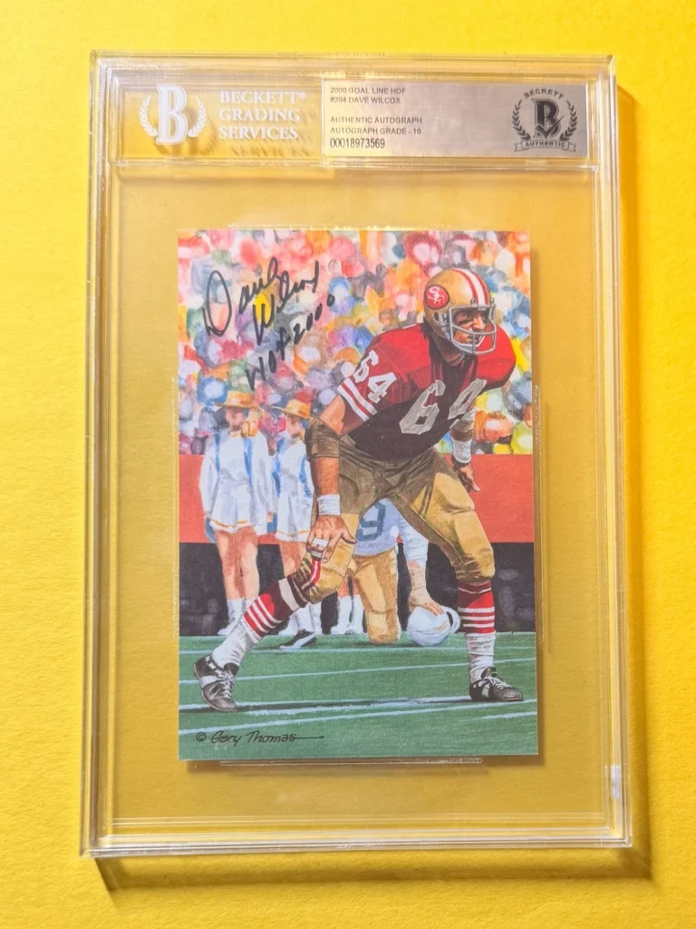 2000 GOAL LINE HOF DAVE WILCOX #204 SIGNED ART BECKETT AUTHENTIC 10 