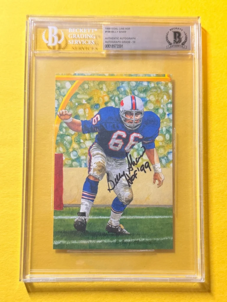 1999 GOAL LINE HOF BILLY SHAW #198 SIGNED ART BECKETT AUTHENTIC 10 