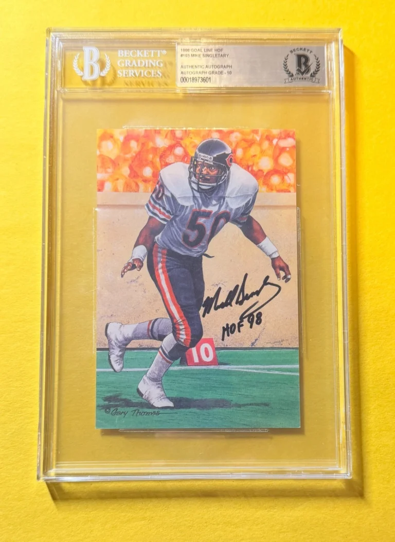 1998 GOAL LINE HOF MIKE SINGLETARY #108 SIGNED ART BECKETT AUTHENTIC 10 