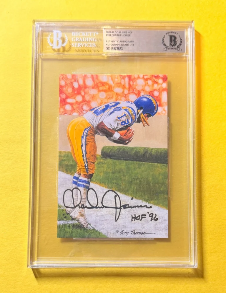 1989 GOAL LINE HOF CHARLIE JOINER #184 SIGNED ART BECKETT AUTHENTIC 10 