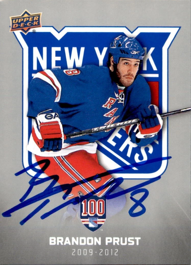 Brandon Prust Signed 2025/26 Upper Deck New York Rangers Centennial Card #74