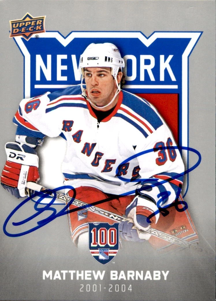 Matthew Barnaby Signed 2025/26 Upper Deck New York Rangers Centennial Card #49