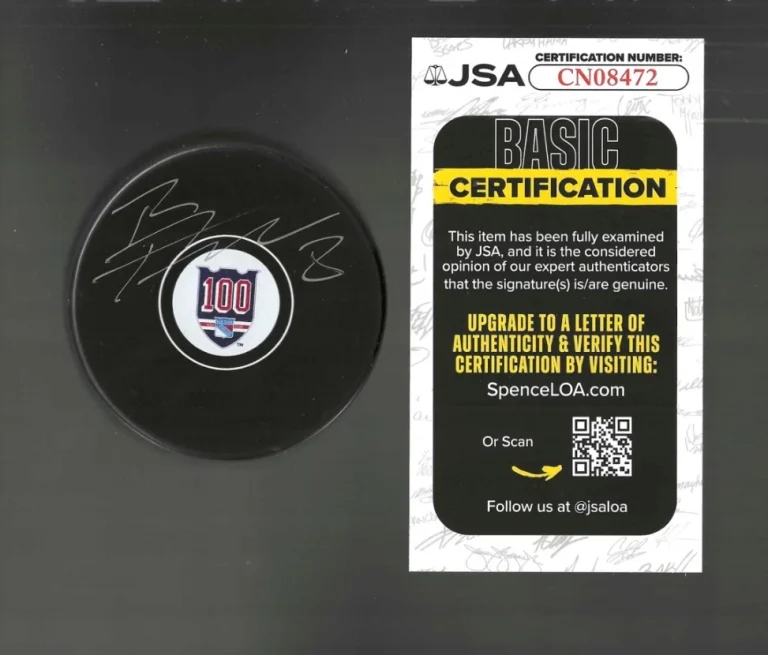 Brandon Prust Signed New York Rangers Centennial 100th Puck JSA COA
