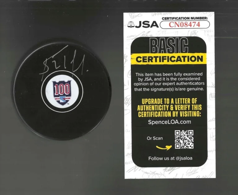 Bernie Nicholls Signed New York Rangers Centennial 100th Puck JSA COA