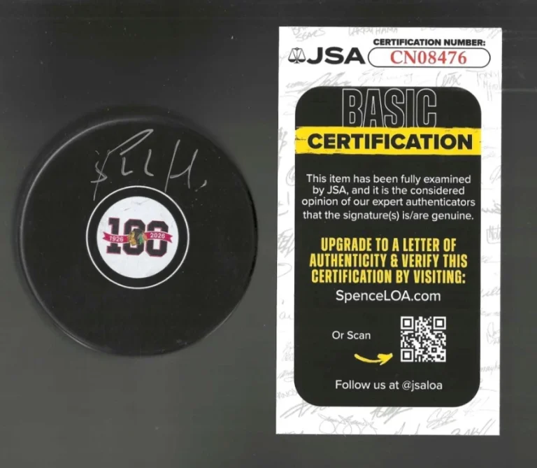 Bernie Nicholls Signed Chicago Blackhawks Centennial 100th Puck JSA COA