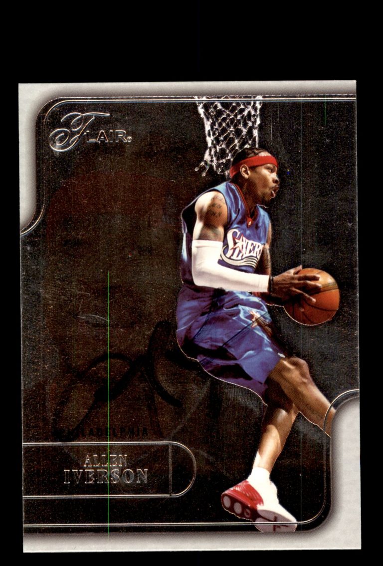 Signed Basketball Card Auto Allen Iverson 2003-04 Flair #88 76ers (Light Sig)
