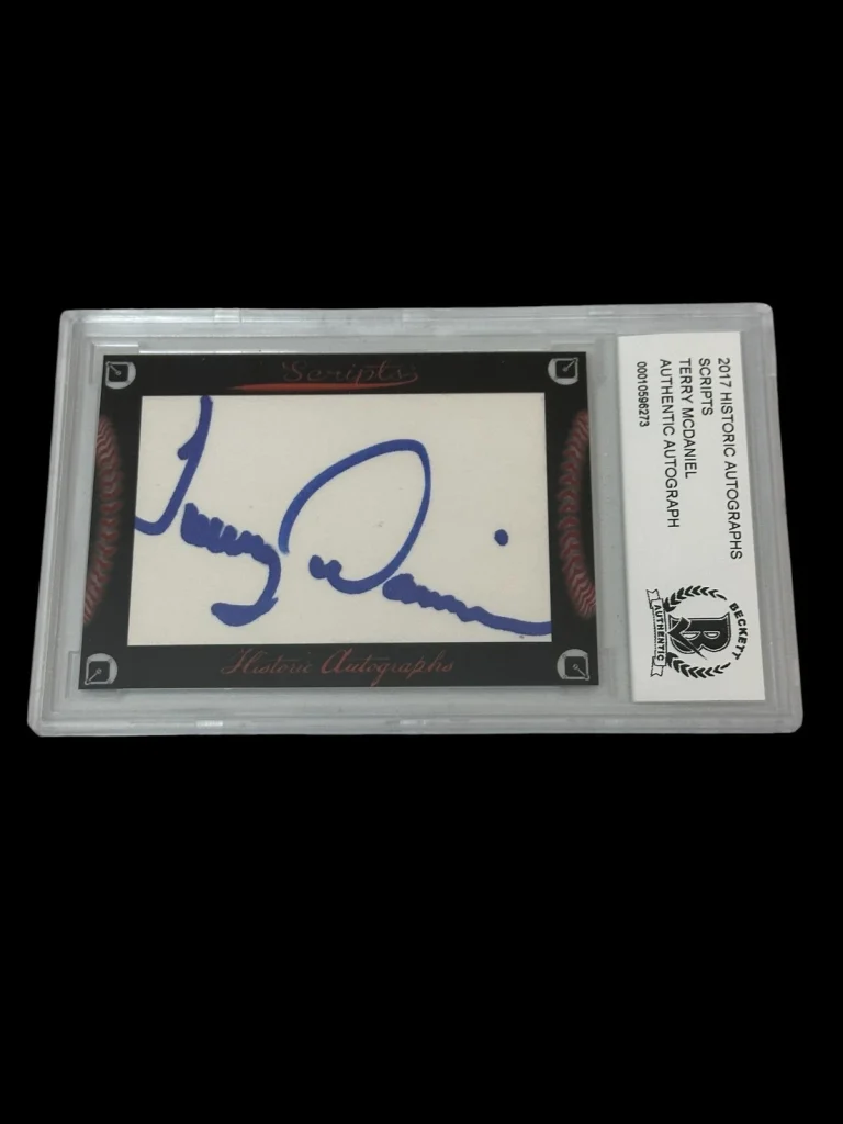 Terry McDaniel New York Mets 2017 HA Scripts Signed Autograph BAS Beckett Slab